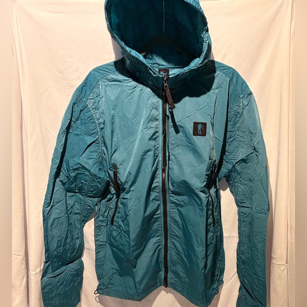 Seoul Projects Teal Hooded Windbreaker Zip Up Jacket Size L NWT